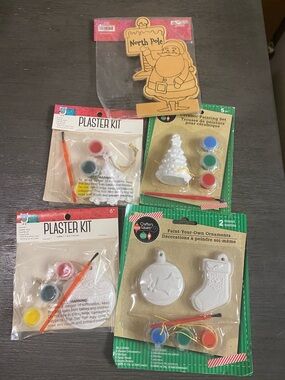 Holiday Plaster Ornament Paint Kits - Assorted Christmas Shapes